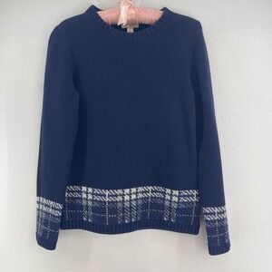 Vintage Brooks Brothers Red Fleece Womens Wool Pullover Sweater Small Blue Plaid